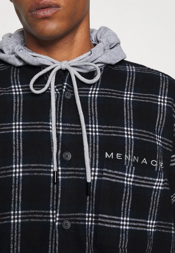 Mennace HENNESSEY HOODED CHECK OVERSHIRT - Summer Jacket - Navy 8 Mennace HENNESSEY HOODED CHECK OVERSHIRT - Summer Jacket - Navy - Image 6