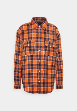 Mennace DOUBLE POCKET CHECK - Shirt - Orange -Mennace Shop Online 08e7a27e9ee247f2b12b771f4eedee15