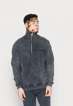 MENNACE UNISEX WASHED QUARTER ZIP - Sweatshirt - Washed Black