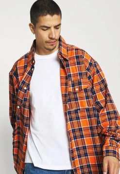 Mennace DOUBLE POCKET CHECK - Shirt - Orange -Mennace Shop Online 1178910fd7b24c709993d5c79399acbd
