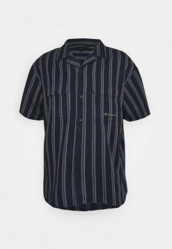 Mennace FINE PREPPY STRIPE UNISEX - Button-down Blouse - Navy