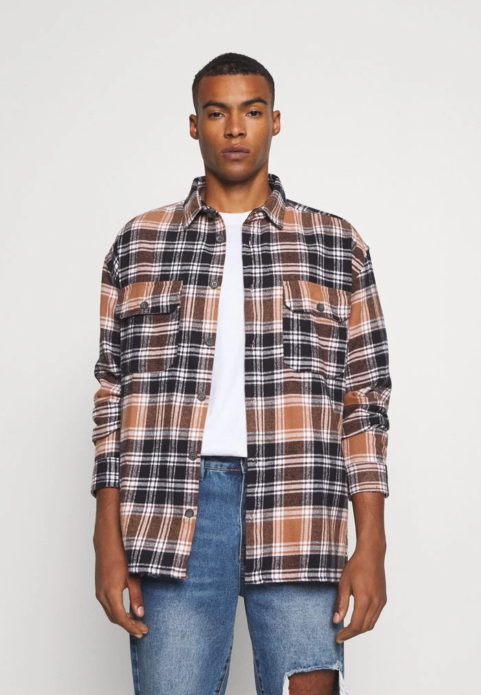 Mennace EVIAN BRUSHED CHECK UNISEX - Summer Jacket - Brown 3 Mennace EVIAN BRUSHED CHECK UNISEX - Summer Jacket - Brown