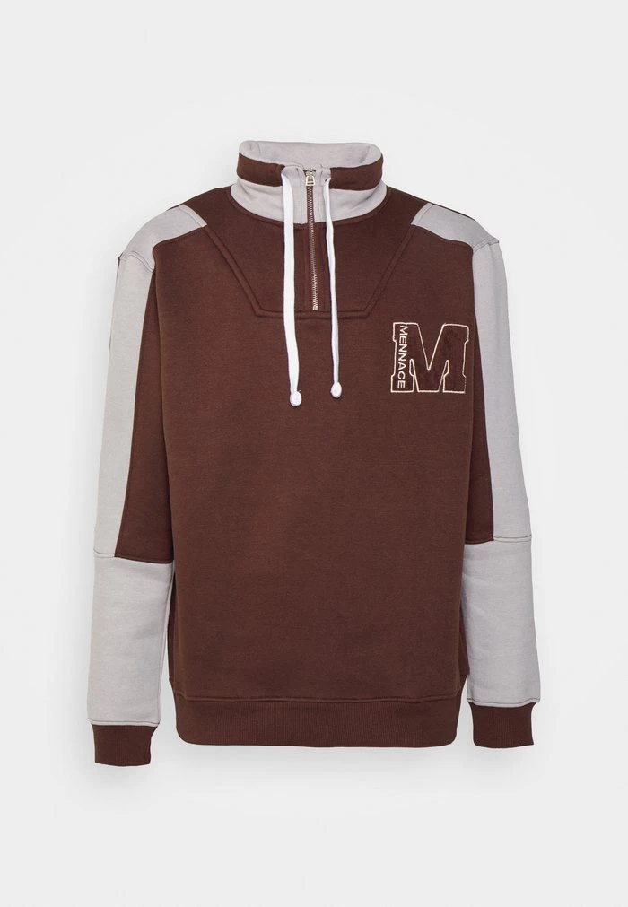 Mennace CONTRAST PANEL HALF ZIP - Sweatshirt - Brown 6 Mennace CONTRAST PANEL HALF ZIP - Sweatshirt - Brown - Image 4