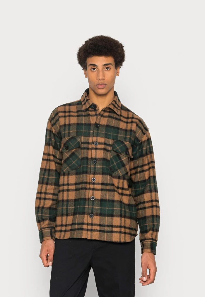 MENNACE BRUSH CHECK OVERSHIRT - Summer Jacket - Green 3 MENNACE BRUSH CHECK OVERSHIRT - Summer Jacket - Green
