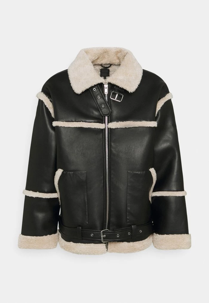 Mennace HENNESSEY EXPOSED SEAM AVIATOR JACKET - Faux Leather Jacket - Black 7 Mennace HENNESSEY EXPOSED SEAM AVIATOR JACKET - Faux Leather Jacket - Black - Image 5