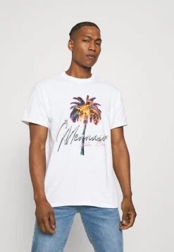 Mennace BURNING PALM REGULAR - Print T-shirt - White