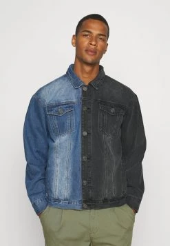 Mennace SPLICED TRUCKER JACKET - Denim Jacket - Blue