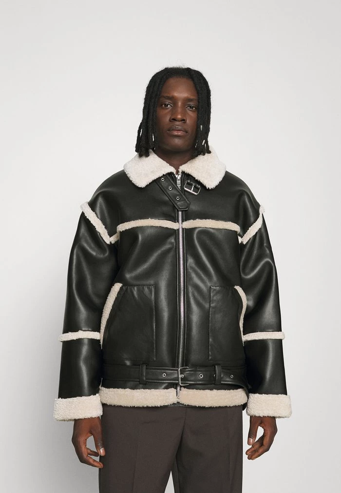 Mennace HENNESSEY EXPOSED SEAM AVIATOR JACKET - Faux Leather Jacket - Black 3 Mennace HENNESSEY EXPOSED SEAM AVIATOR JACKET - Faux Leather Jacket - Black