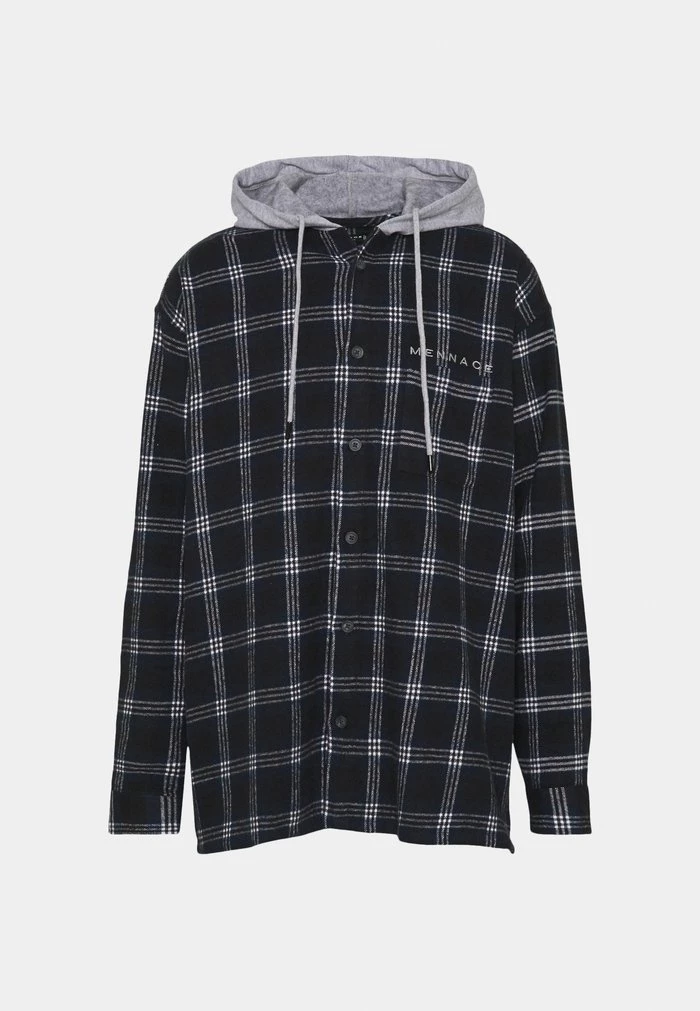Mennace HENNESSEY HOODED CHECK OVERSHIRT - Summer Jacket - Navy 7 Mennace HENNESSEY HOODED CHECK OVERSHIRT - Summer Jacket - Navy - Image 5