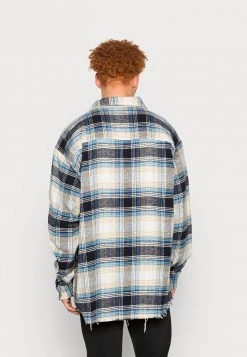 MENNACE RAW HEM CHECK SHACKET - Summer Jacket - Blue -Mennace Shop Online 582e06f8549347d3922963d78d40f4ee