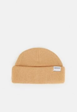 Mennace MINI ROLL BEANIE WITH TAB UNISEX - Beanie - Beige