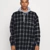 Mennace HENNESSEY HOODED CHECK OVERSHIRT - Summer Jacket - Navy -Mennace Shop Online 8ea73c0fbd044ed0b55bad016c02925a