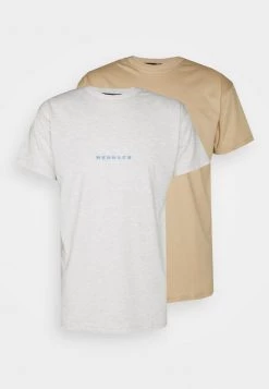 Mennace ESSENTIAL REGULAR 2 PACK UNISEX - Print T-shirt - Tan