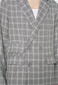 Mennace BREEZE DOUBLE BREASTED CHECK SUIT JACKET - Blazer Jacket - Grey -Mennace Shop Online c80f5304b36b49f2b2534f9e7efcbacb