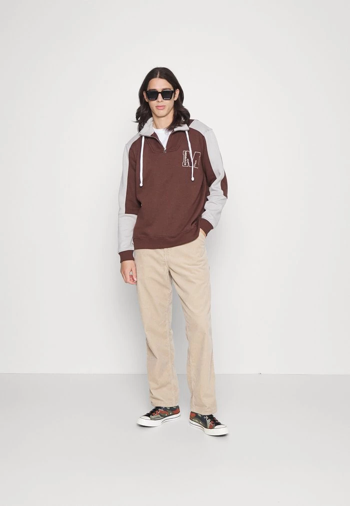 Mennace CONTRAST PANEL HALF ZIP - Sweatshirt - Brown 4 Mennace CONTRAST PANEL HALF ZIP - Sweatshirt - Brown - Image 2