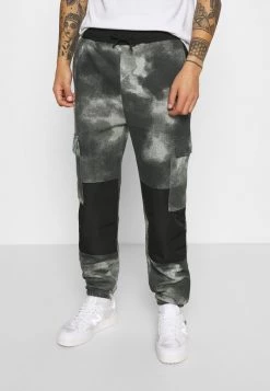 Mennace TIE DYE TEXTURE MIX - Tracksuit Bottoms - Charcoal