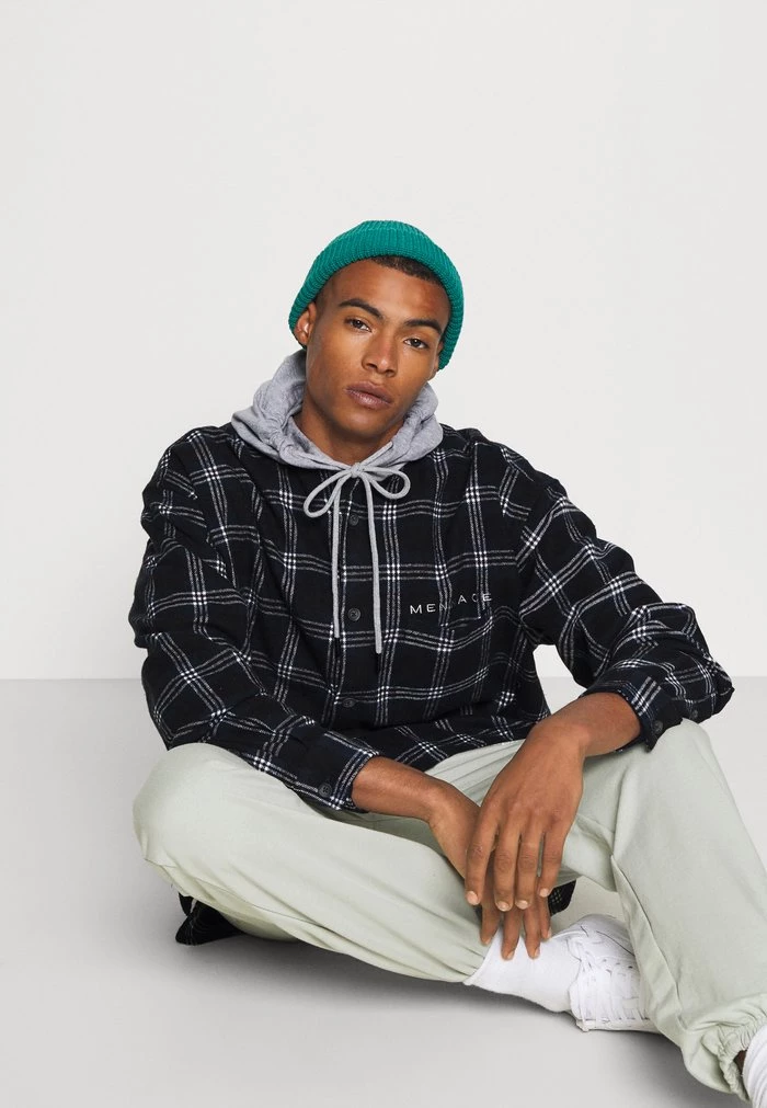 Mennace HENNESSEY HOODED CHECK OVERSHIRT - Summer Jacket - Navy 6 Mennace HENNESSEY HOODED CHECK OVERSHIRT - Summer Jacket - Navy - Image 4